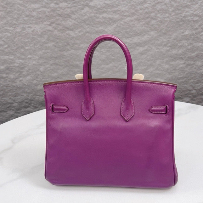 Hermes Birkin 30 HSS Special Order Anemone Purple Swift Leather Mango Yellow Interior GHW, 2017