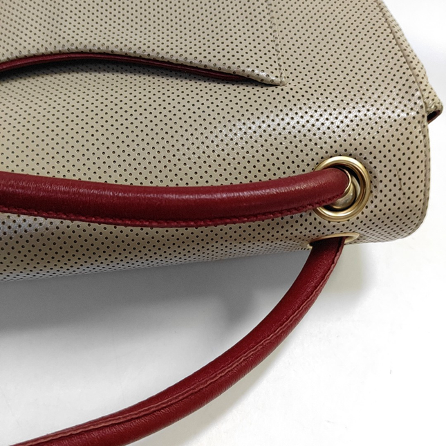 Chanel Vintage Classic Flap Bi-color Beige Perforated Leather and Red Leather Strap Bag, 2000-2002