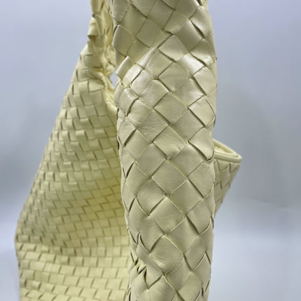 Bottega Veneta Hop Large Leather Pale Cream Yellow Hobo Bag