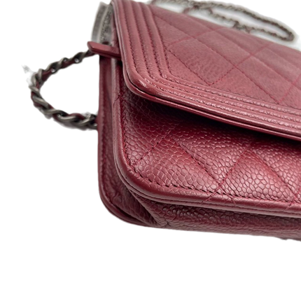 Sold Chanel Wallet on Chain Boy Half Flap Red Caviar Leather