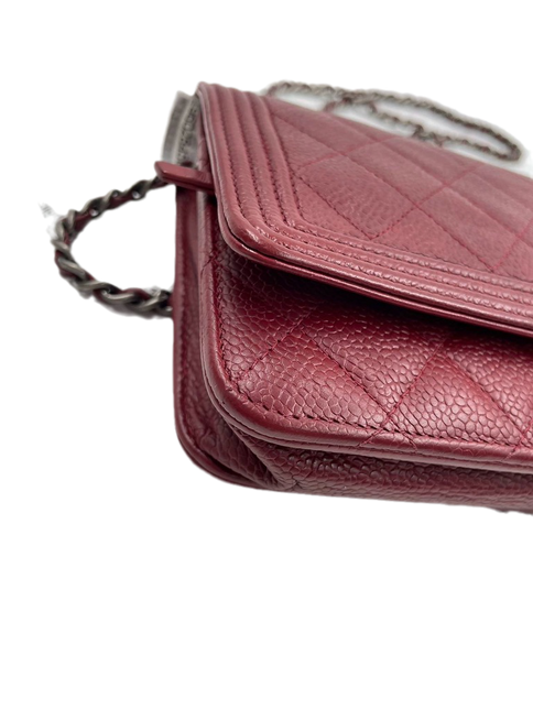 Sold Chanel Wallet on Chain Boy Half Flap Red Caviar Leather