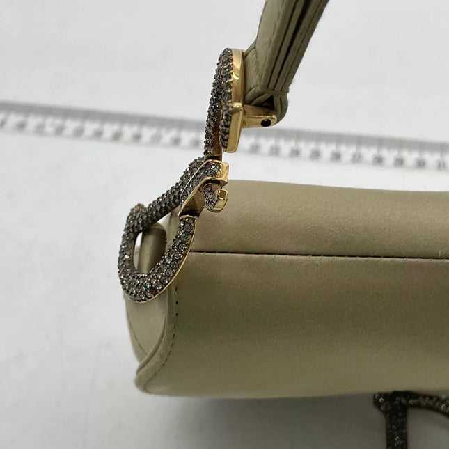 Dior Saddle Mini Silk Handbag Light Gold with crystals