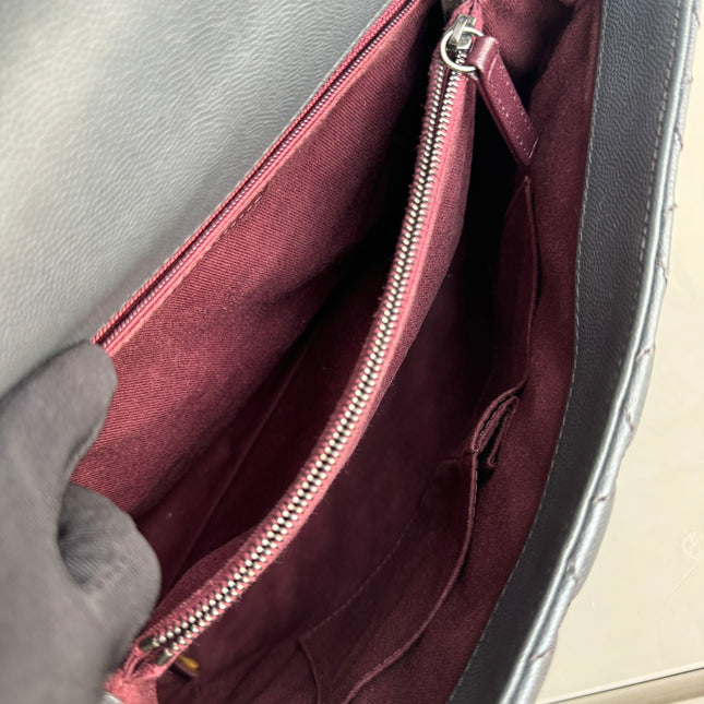 Chanel Coco Handle Maxi Grey Caviar Leather Silver Hardware 32cm, 2015-2016