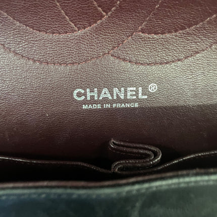 Chanel Classic Flap Jumbo Black Lambskin Leather Double Flap Silver Hardware 2012