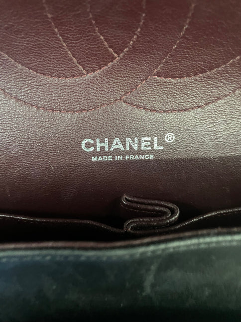 Chanel Classic Flap Jumbo Black Lambskin Leather Double Flap Silver Hardware 2012