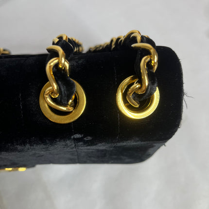 Chanel Classic Flap Maxi Black Velvet Leather Giant Gold CC Logo