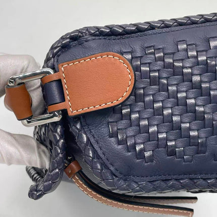 Loewe Braided Puzzle Small Woven Navy Leather Crossbody Bag