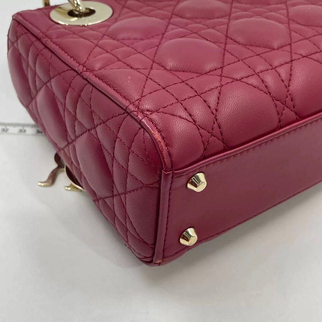 Lady Dior Mini 2020 Dark Red Lambskin Leather Gold HW Chain Strap
