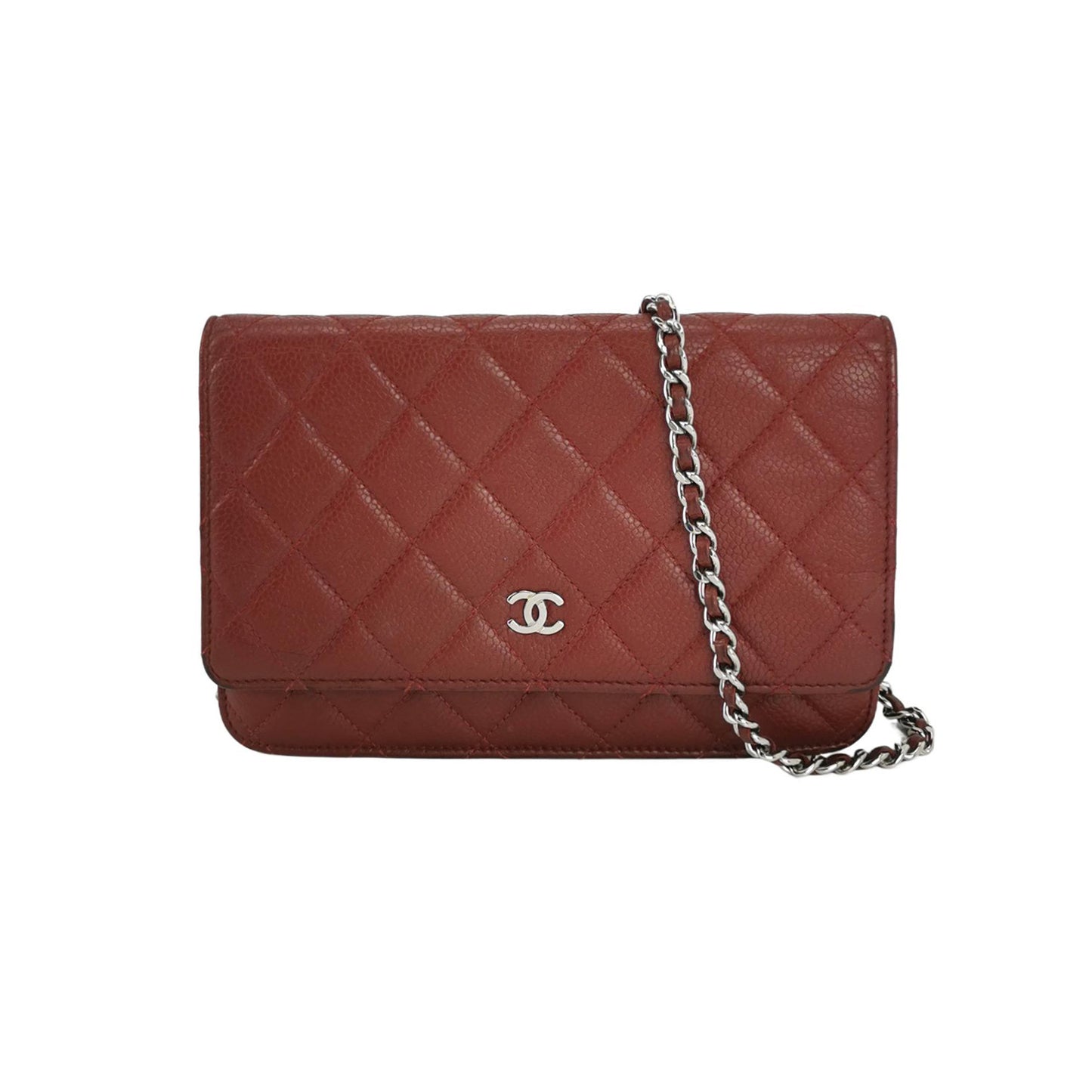 Chanel Wallet on Chain Classic Flap Burgundy Caviar Leather-Luxbags