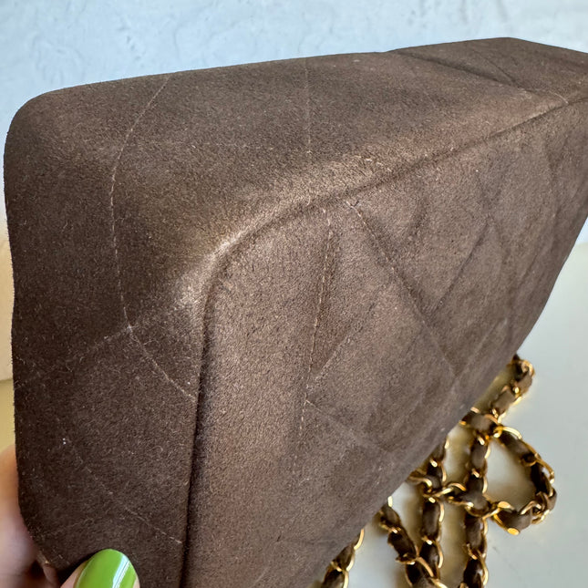 Sold Chanel Classic Flap Brown Suede Single Flap 24k Gold Plated Hardware
