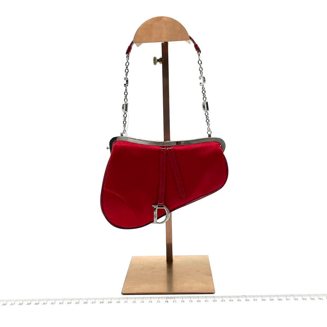 Sold Dior Saddle Vintage Classic Clutch Vintage Mini Red Silk Satin