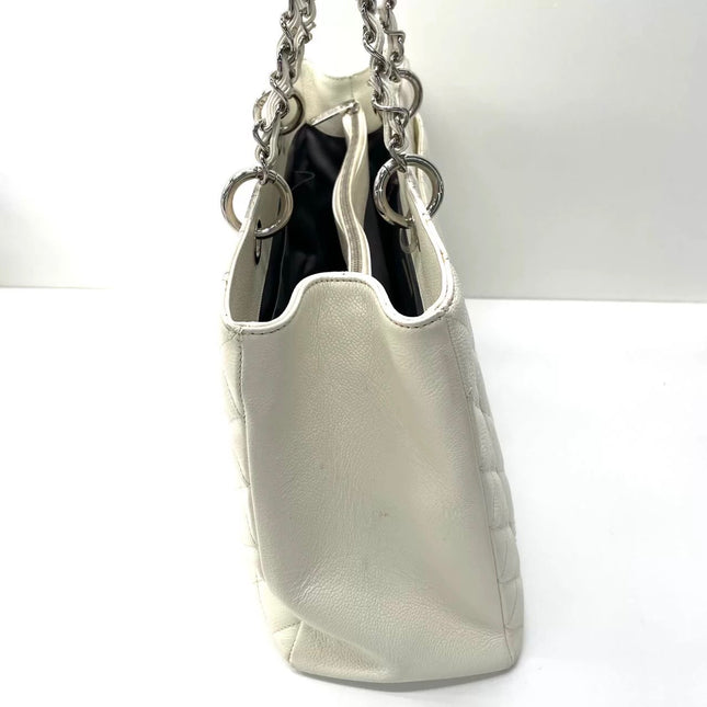 Chanel GST Grand Shopping Tote Large White Caviar Leather Silver Hardware