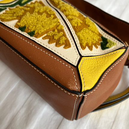 Loewe x William De Morgan Puzzle Mini Embroidered Brown Yellow Multicolor