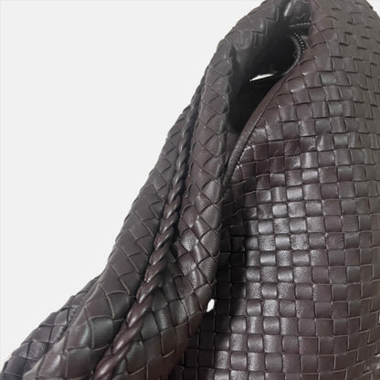 Sold Bottega Veneta Hobo Bag Large Chocolate Brown Lambskin leather 53cm Woven Handle