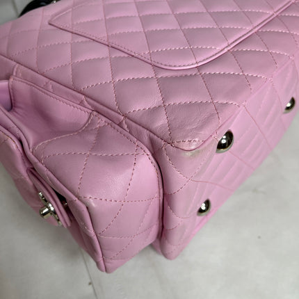 Chanel Cambon Large Pink Calfskin Leather Double Strap Handbag