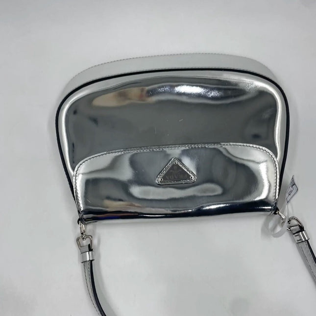 Sold Prada Cleo Flap Silver Leather Shoulder bag