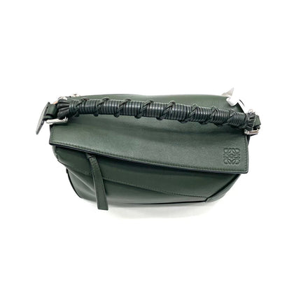 Loewe Puzzle Edge Braided Handle Small Dark Green Nappa Calfskin leather Crossbody bag