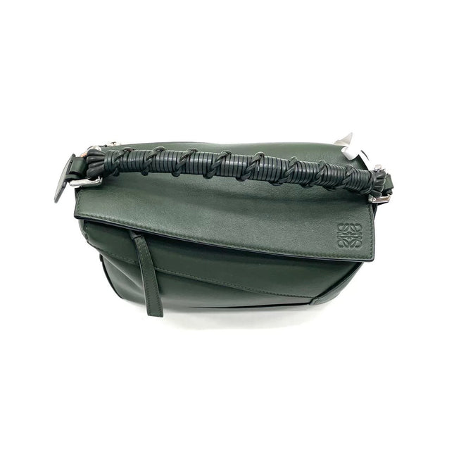 Loewe Puzzle Edge Braided Handle Small Dark Green Nappa Calfskin leather Crossbody bag