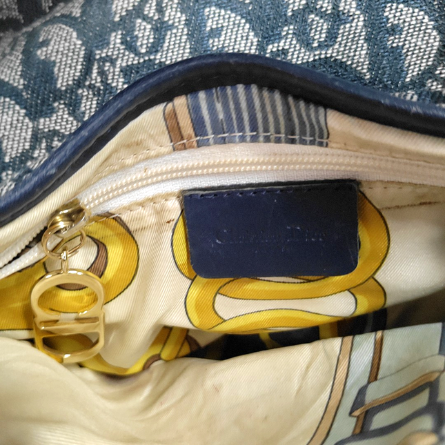 Dior Saddle Vintage Navy Oblique with Multicolor Silk Lining