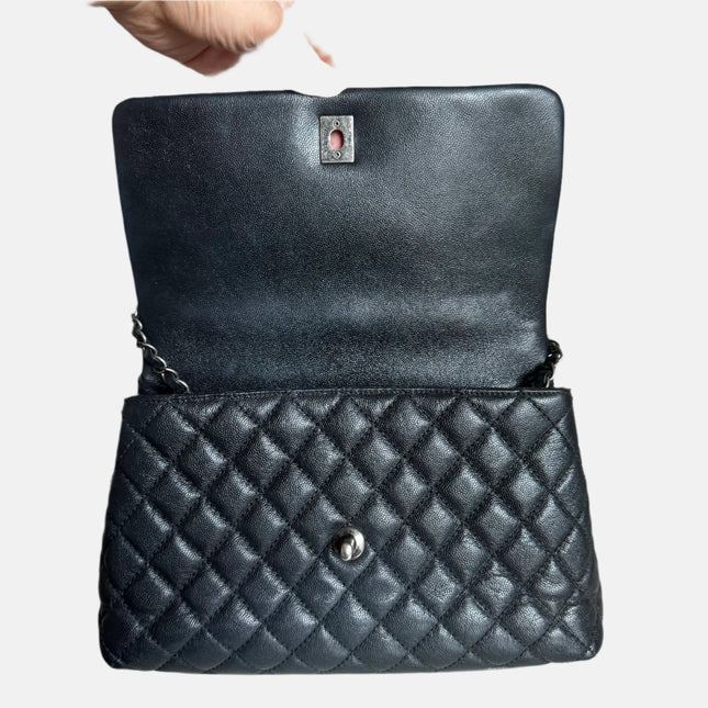 Chanel Coco Handle Medium Black Caviar Leather Silver Hardware, 2016