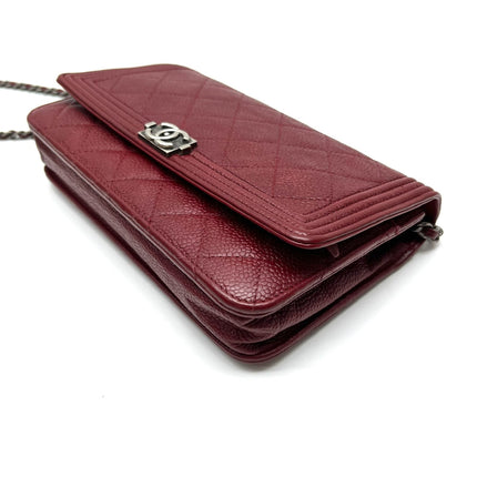 Sold Chanel Wallet on Chain Boy Half Flap Red Caviar Leather