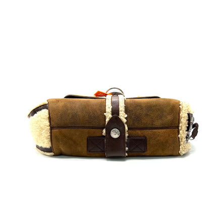 Dior Flight Medium Brown Shearling Leather with Orange Tag Shoulder Bag