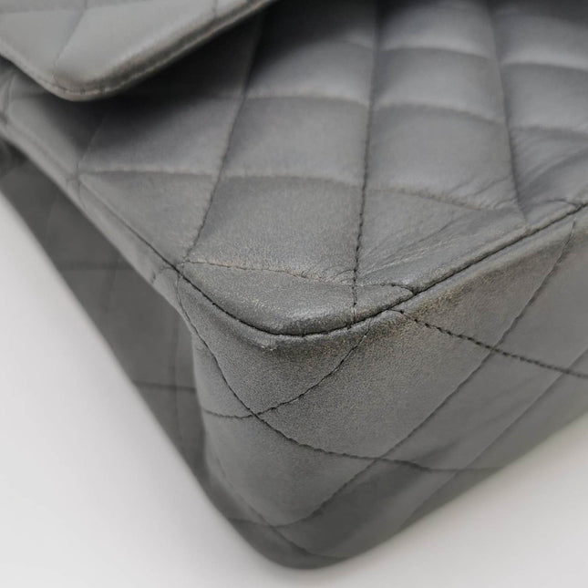 Sold Chanel Classic Flap 2005 Grey Lambskin Leather with Silver Hardware