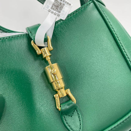 Gucci Jackie 1961 Mini Handbag in Green Leather with Adjustable Strap
