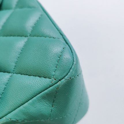 Chanel Classic Flap Mini Turquoise Blue Lambskin Leather Gold Hardware