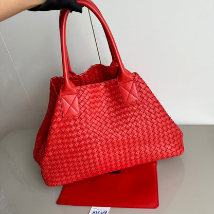 Bottega Veneta Cabat Large Intreccio Red Leather 40cm