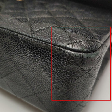 Chanel Classic Flap Medium Black Caviar Leather with 24k Gold Hardware, 2008-2009
