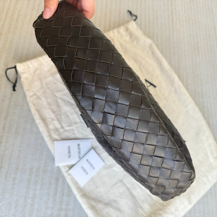 Bottega Veneta Hop Hobo Small Fondant Dark Chocolate Brown Leather 40cm