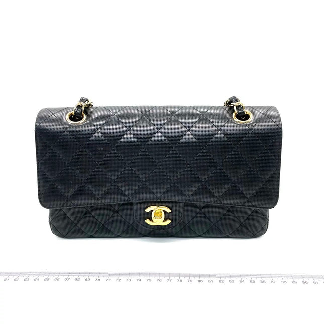 Chanel Classic Flap Medium 2016 Black Pixel Effect Calfskin Leather Gold Hardware