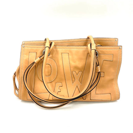 Loewe Anagram Love Logo Shopper Tote Camel Beige Medium 33cm