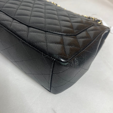 Chanel Classic Flap Maxi 2011 Black Caviar Leather Double Flap with Gold Hardware