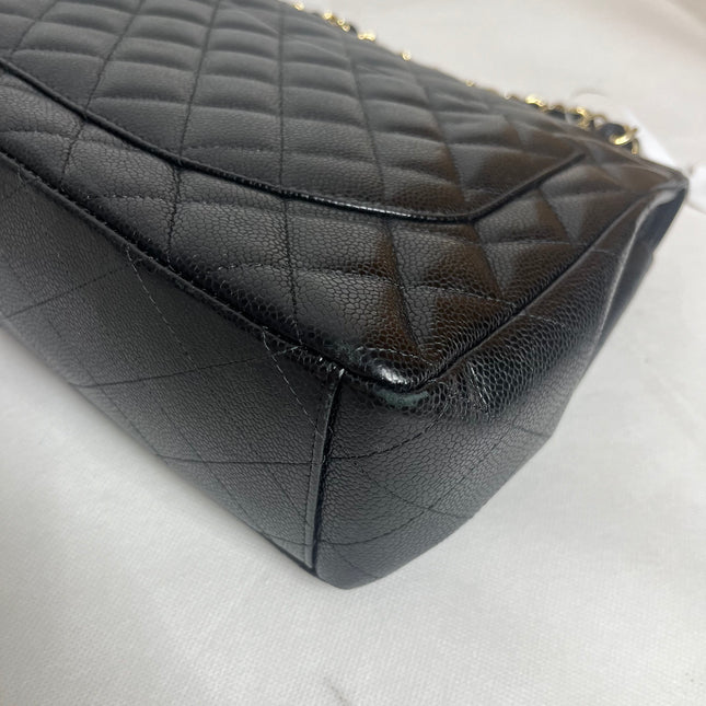 Chanel Classic Flap Maxi 2011 Black Caviar Leather Double Flap with Gold Hardware