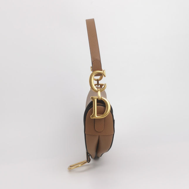 Dior Saddle 2019 Medium Tan Brown Grained Calfskin Leather Bag