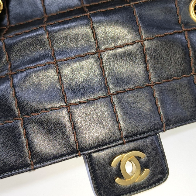 Chanel Chocolate Bar Black Flap Bag Gold Hardware, 2002-2003