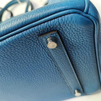 Hermes Birkin 35 Clemence Leather 7W Bleu Izmir Blue Palladium Hardware 2012