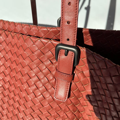 Bottega Veneta Cesta Tote Nappa Intrecciato Leather Brick Red 37cm