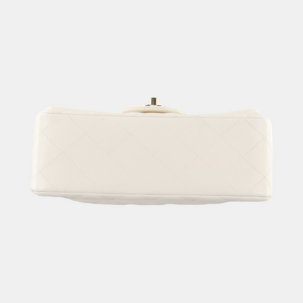 Sold Chanel Classic Flap Rectangular Mini White Lambskin Silver Hardware, 2017