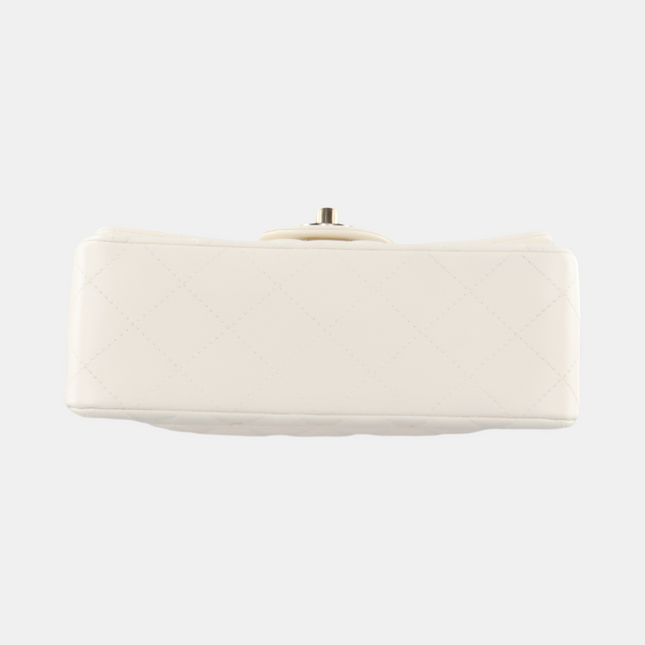 Sold Chanel Classic Flap Rectangular Mini White Lambskin Silver Hardware, 2017