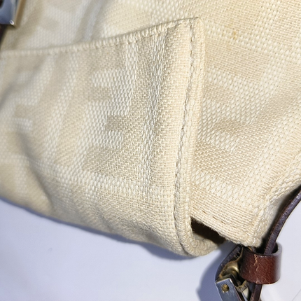Fendi Baguette Vintage Beige Canvas Zucca Print Shoulder Bag