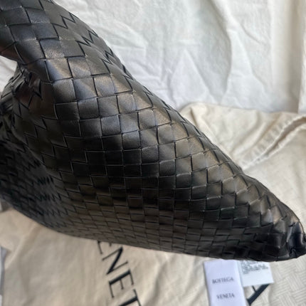 Bottega Veneta Hop Black Intrecciato Leather Maxi Hobo Bag 54cm
