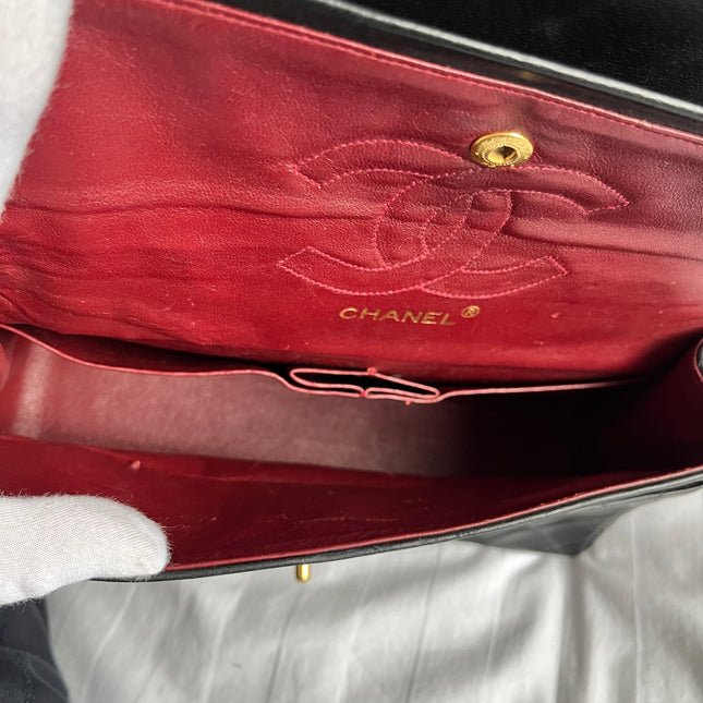 Chanel Classic Flap Medium Vintage Black Lambskin Leather with 24k Gold Hardware