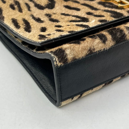 YSL Saint Laurent Kate Small Pony-style Calfskin Leather Leopard Print Tassle Crossbody Bag