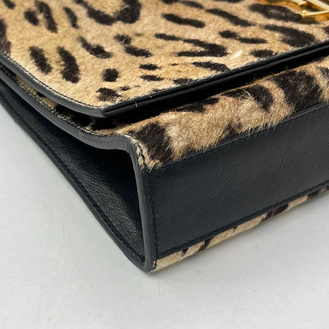 YSL Saint Laurent Kate Small Pony-style Calfskin Leather Leopard Print Tassle Crossbody Bag