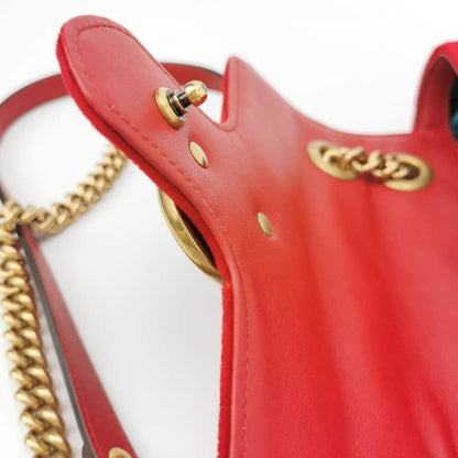 Gucci Marmont Mini Flap Red Velvet Handbag