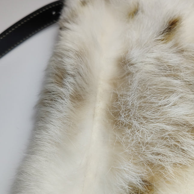 Fendi Mamma Baguette Rabbit Fur Polka Dots Print Shoulder Bag