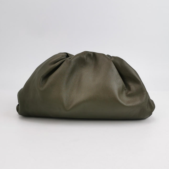 Bottega Veneta Pouch Calfskin Leather Dark Olive Green Large